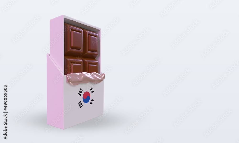 Obraz premium 3d chocolate South Korea flag rendering left view