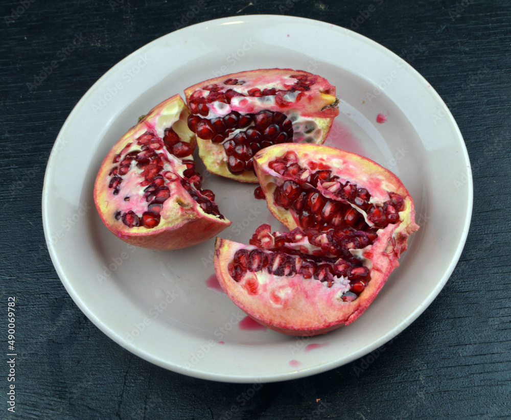 pomegranate on a plate