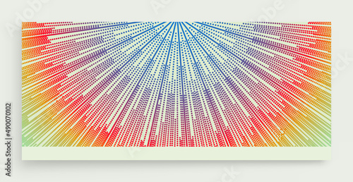 3d abstract half-round. Array with dynamic particles. Cover design template. Vector illustration.