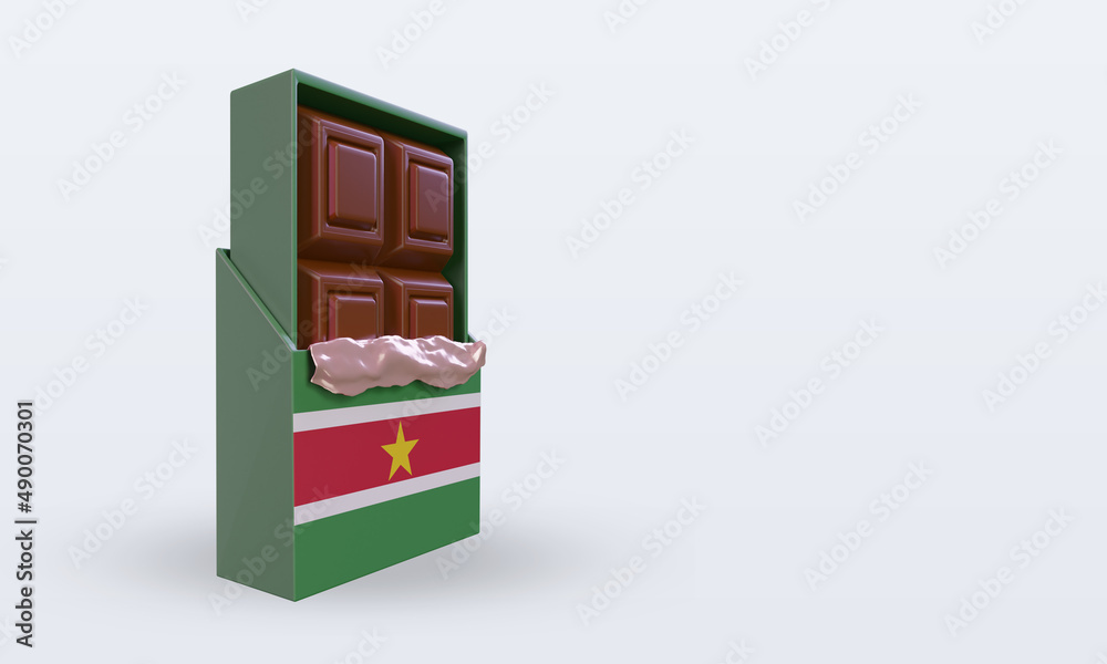 3d chocolate Suriname flag rendering left view 3d chocolate Suriname flag rendering left view