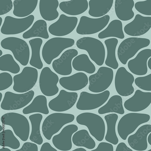 Abstract seamless pattern in camouflage style, hand-drawn green doodle spots. Simple flat vector illustration