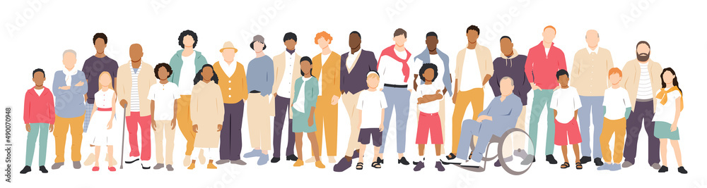 Multicultural group of fathers with kids. Flat vector illustration. Multicultural group of fathers with kids. Flat vector illustration.