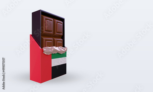 3d chocolate United Arab Emirates flag rendering left view