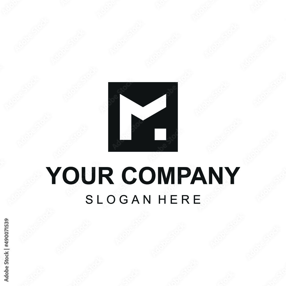 Modern letter M negative space on square logo design vector Modern letter M negative space on square logo design vector
