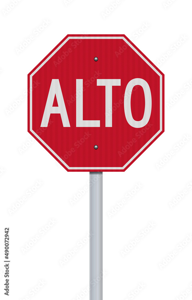 Vector illustration of the red Alto (Stop for Central America countries) road sign with reflective effect Vector illustration of the red Alto (Stop for Central America countries) road sign with reflective effect