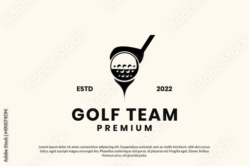 Stick golf with ball for golf team logo design vector