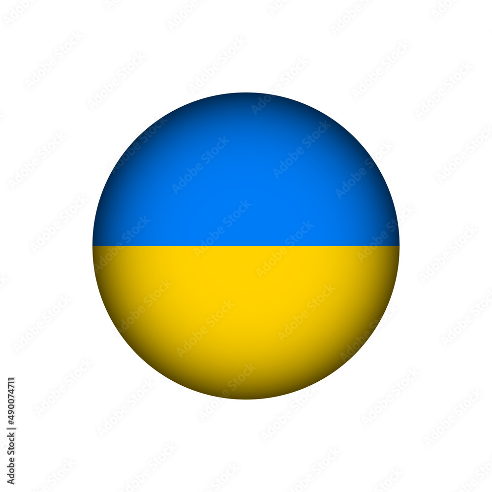 Ukrainian round flag. National Ukraine circular flag icon. Vector illustration isolated on white. Ukrainian round flag. National Ukraine circular flag icon. Vector illustration isolated on white.
