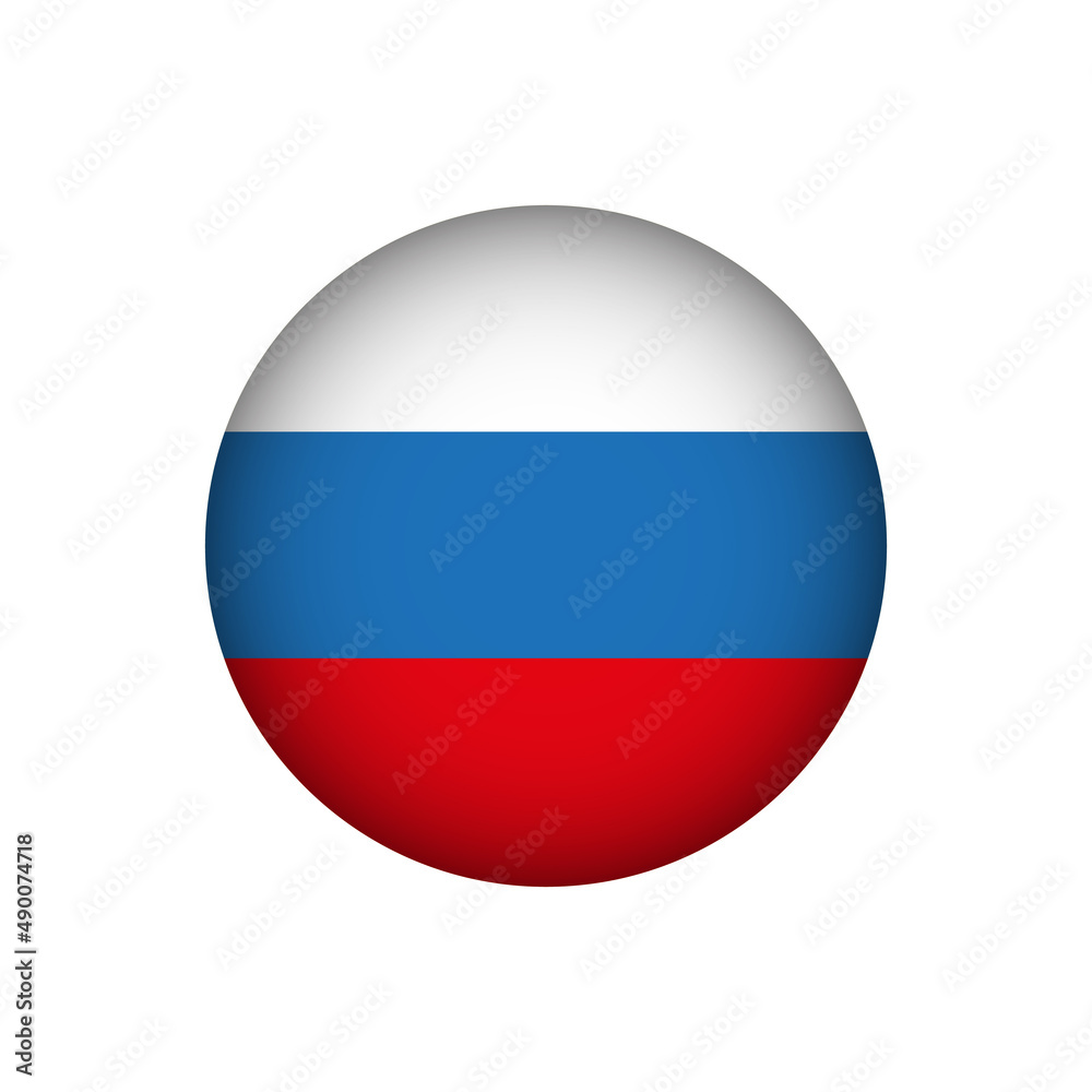 Russian round flag. National Russian circular flag icon. Vector illustration isolated on white. Russian round flag. National Russian circular flag icon. Vector illustration isolated on white.