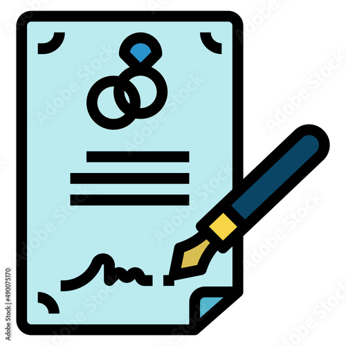 wedding contract line icon