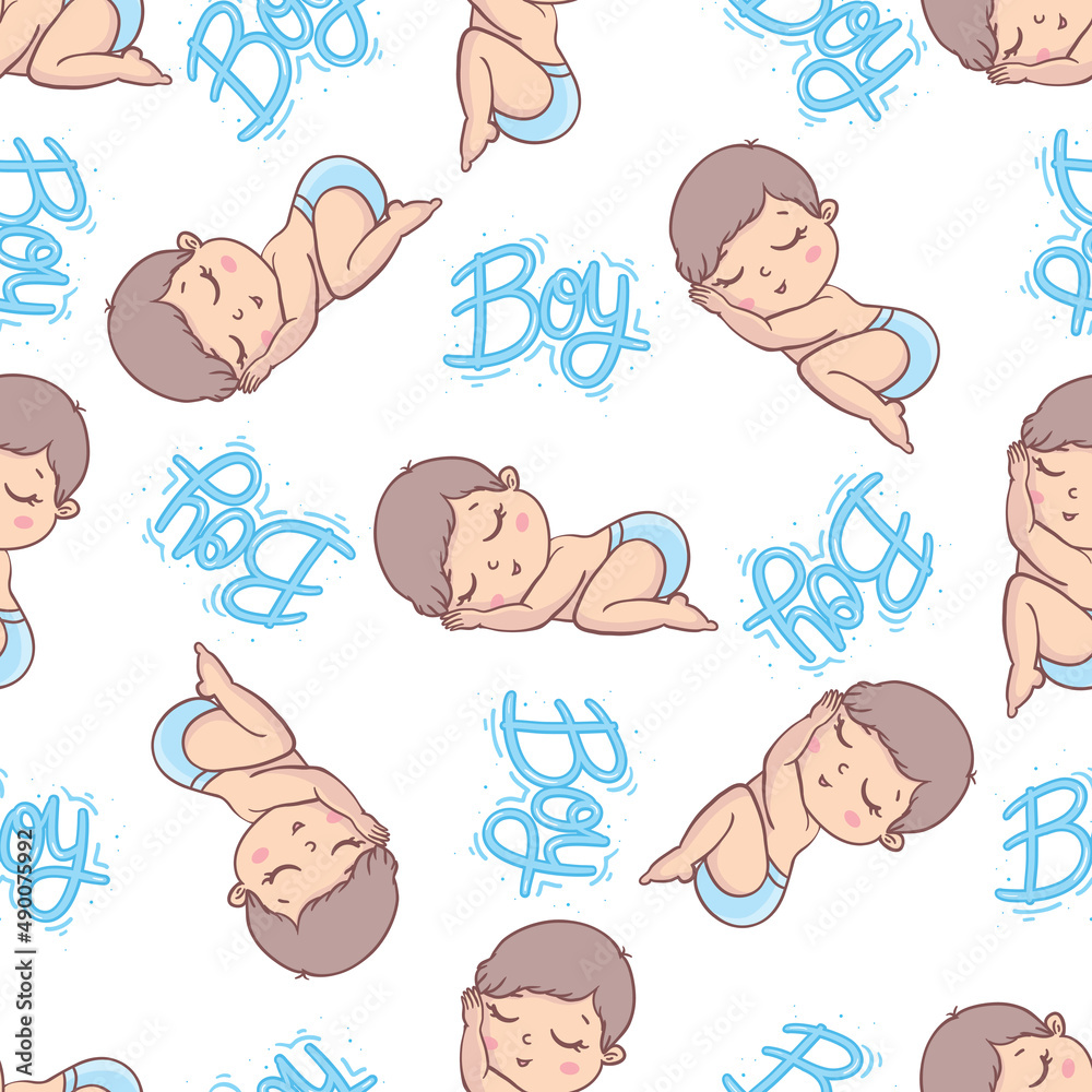 Pattern for a boy. Blue baby feet and feet seamless pattern. Pattern for a boy. Blue baby feet and feet seamless pattern.