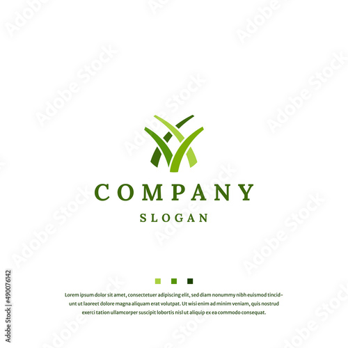 Grass logo icon design template flat vector