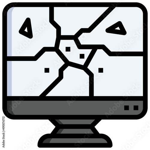 BROKEN SCREEN filled outline icon,linear,outline,graphic,illustration