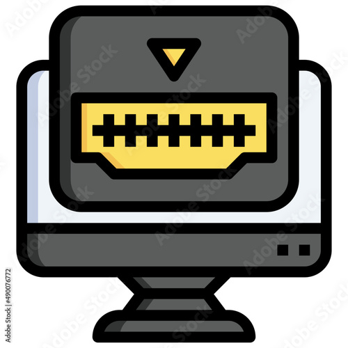 HDMI PORT filled outline icon,linear,outline,graphic,illustration