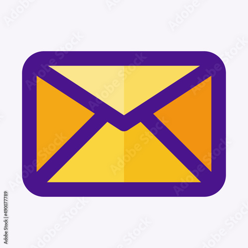 Free Download flat icon
 about yellow message letters with purple lines for website and app buttons - GFXLoad