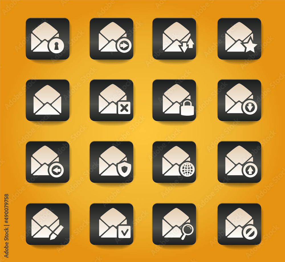 Mail and envelope icons set Mail and envelope icons set