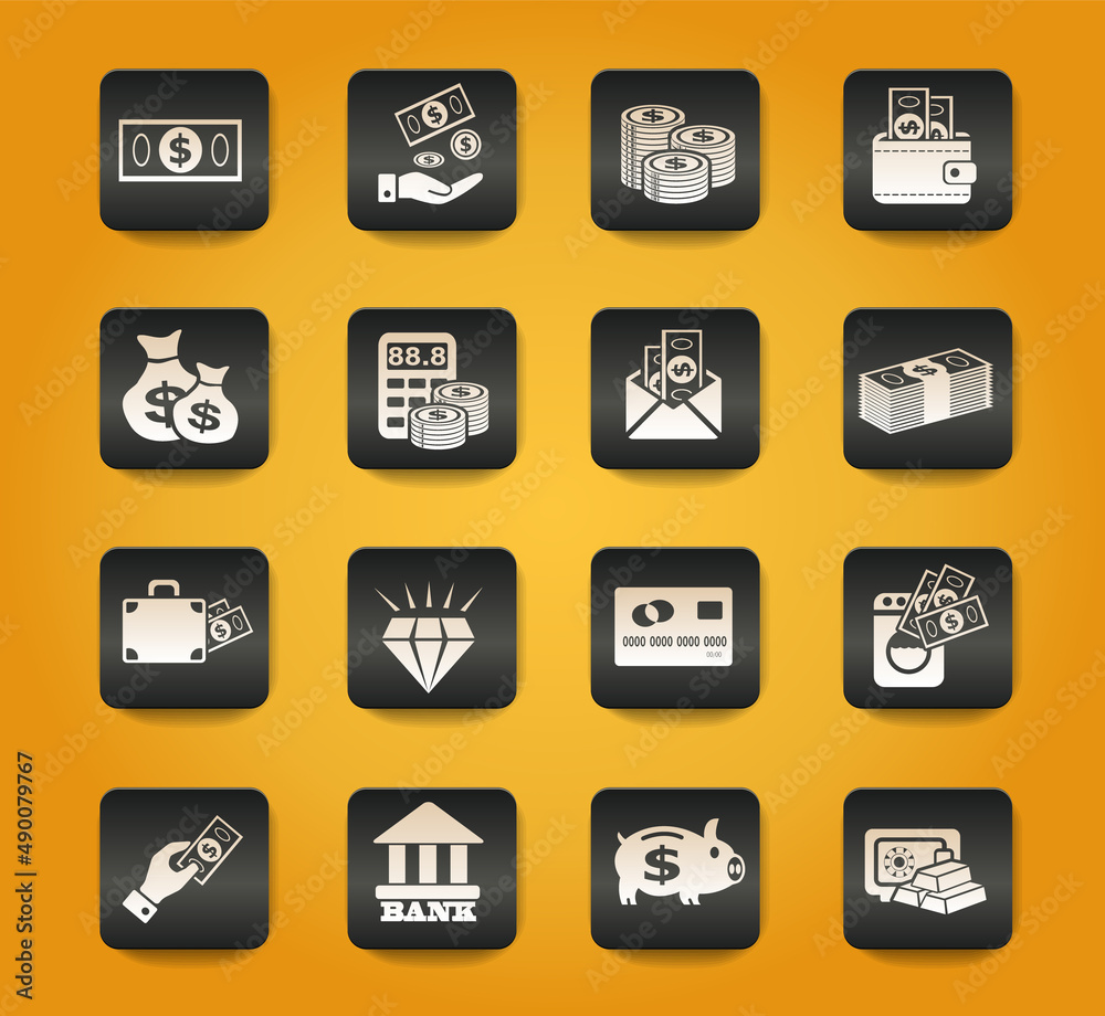 hand and money icon set