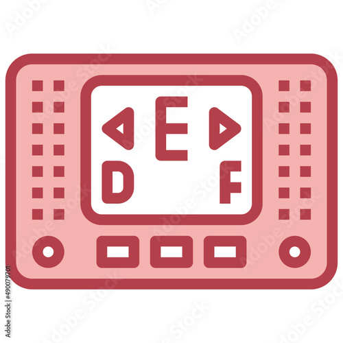 ELECTRONIC TUNER red line icon,linear,outline,graphic,illustration