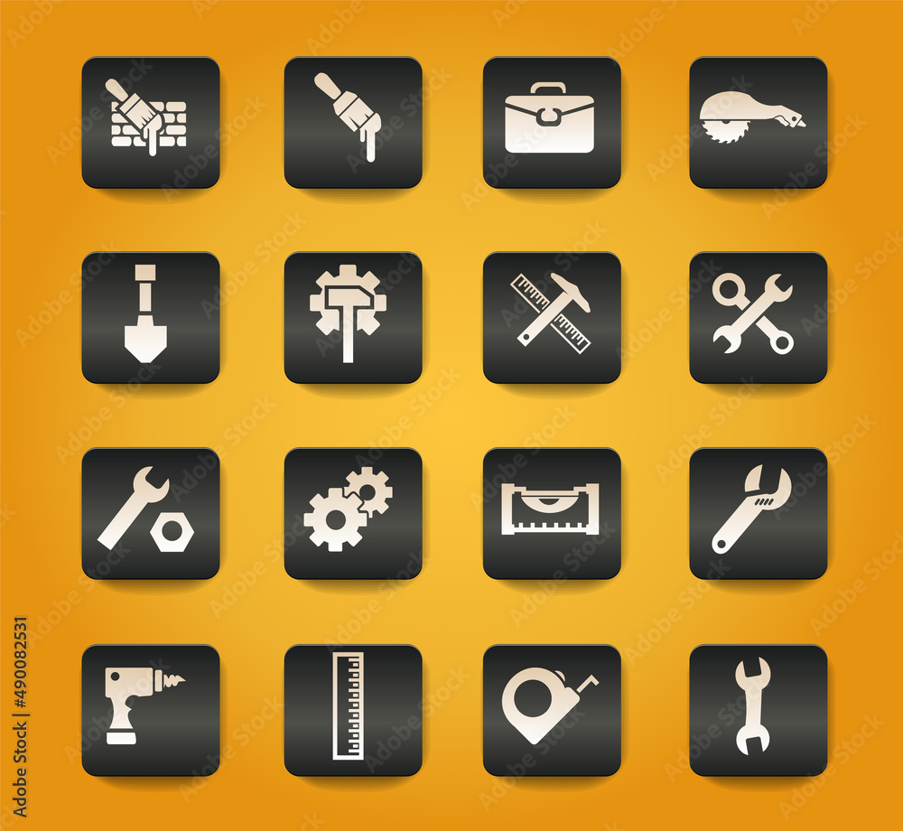 Work tools icons set Work tools icons set