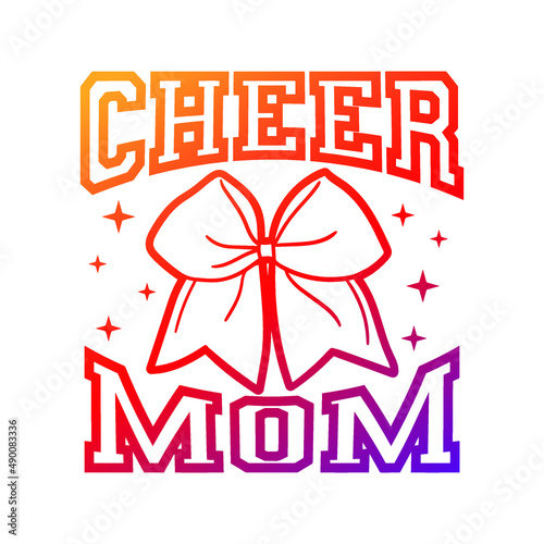 Cheer Mom Illustration Clip Art Design Shape. Cheerleading Bow Silhouette Icon Vector.