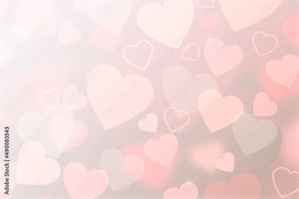 Valentine background with pink heart shaped light bokeh