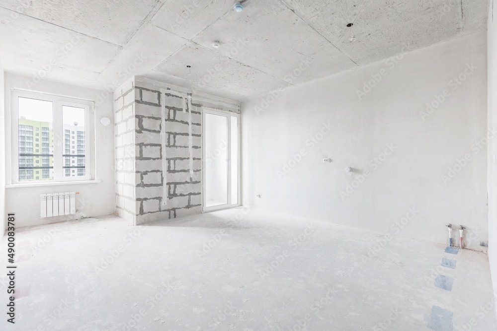 interior of the apartment without decoration in white colors interior of the apartment without decoration in white colors