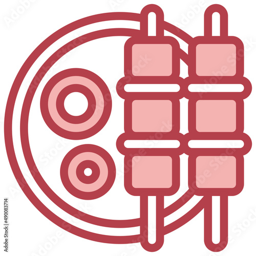 PANEER TIKKA red line icon,linear,outline,graphic,illustration