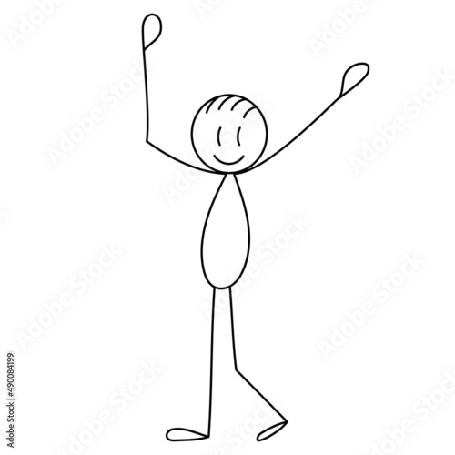 figure man rejoices, sketch ,contour, vector