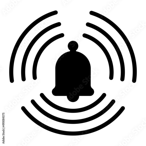 Silhouette bell with audible alert as alarm and notification, bell icon for ringing and reminder, social media and signal. Isolated on a white background. Vector graphics photo