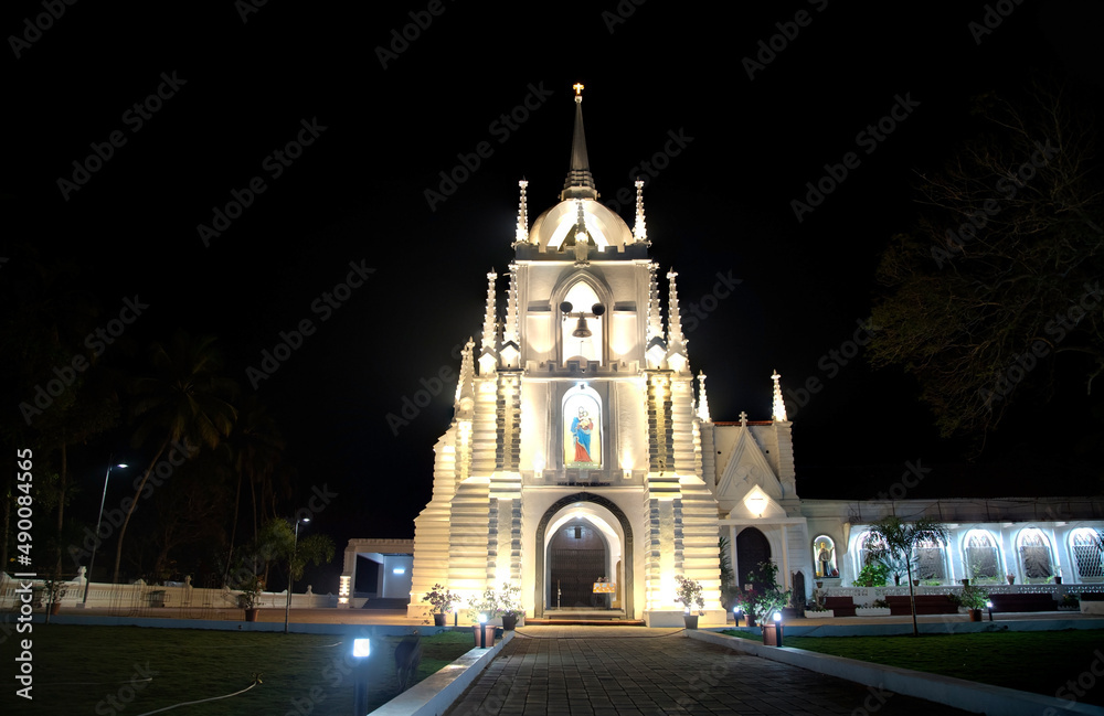 Mae De Deus Church at Saligao, Goa Local Landmark . Night View