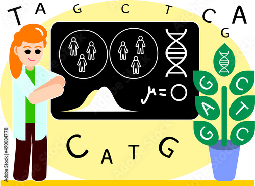 Female scientist in the lab coat analysing and presenting results of genetic case-control studies