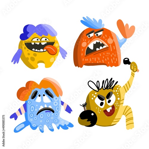 Funny Monster set. Cartoon, vector