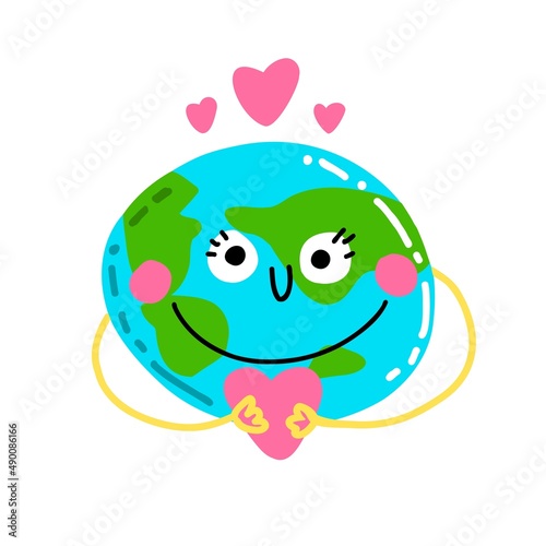 Planet earth with a heart. World. Love Earth day