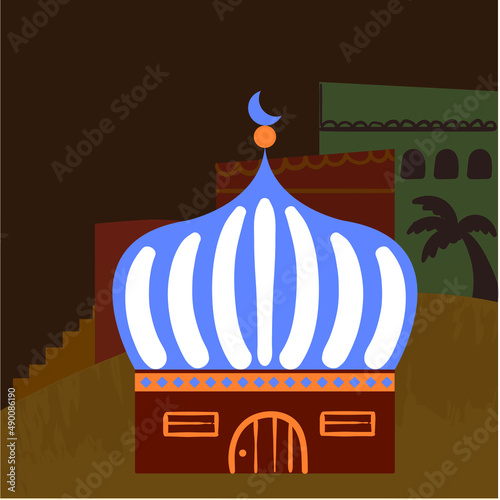 design vector doodle art illustrtion of ramadan