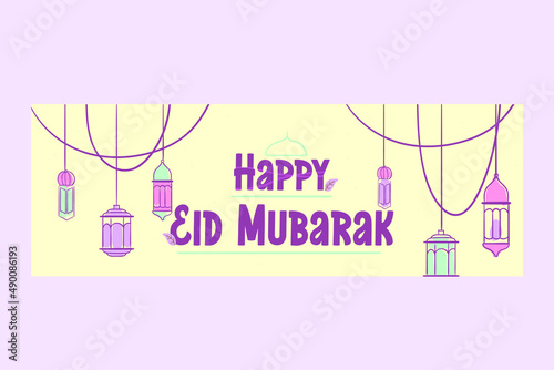 vector illustration of happy EID MUBARAK moeslim religion