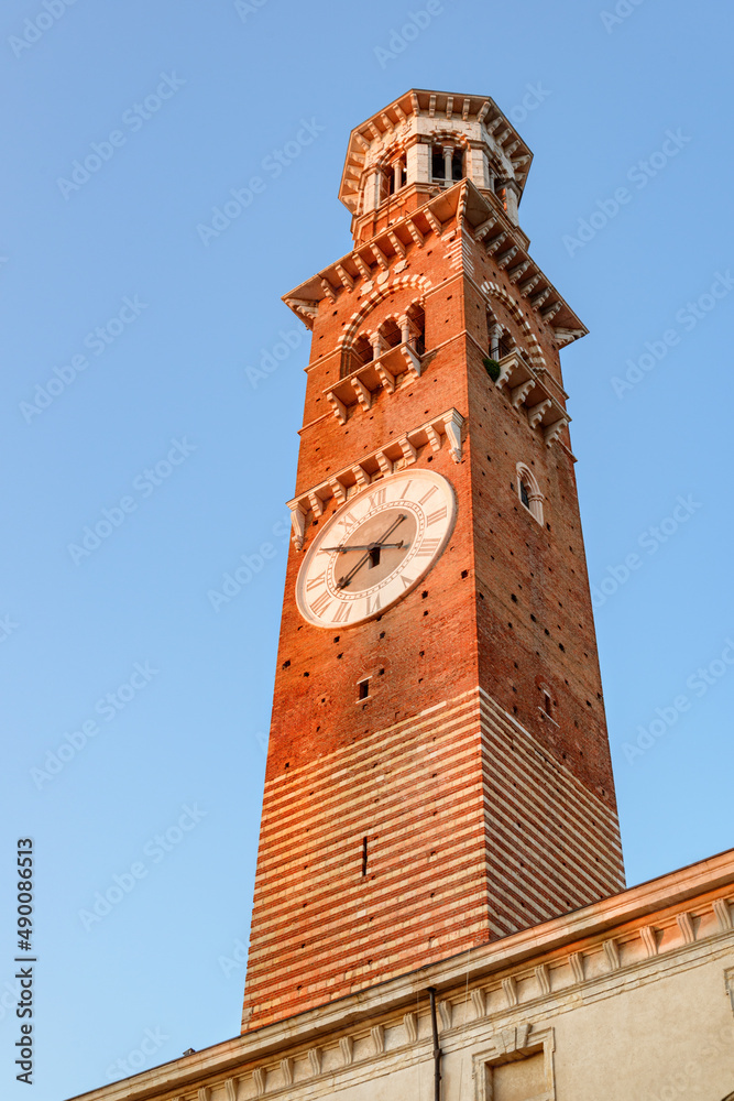 The Torre dei Lamberti (Clock tower) in Verona, Italy