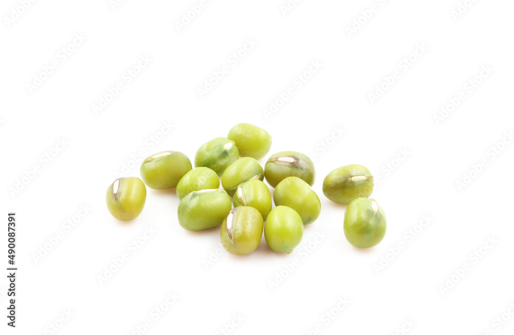 pile mung beans isolated on white background