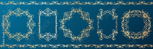 春の植物モチーフのフレームセット。ビンテージフラワー。装飾デザイン。流行りのあしらい