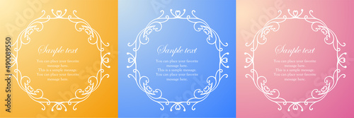 春の植物モチーフのフレームセット。ビンテージフラワー。装飾デザイン。流行りのあしらい