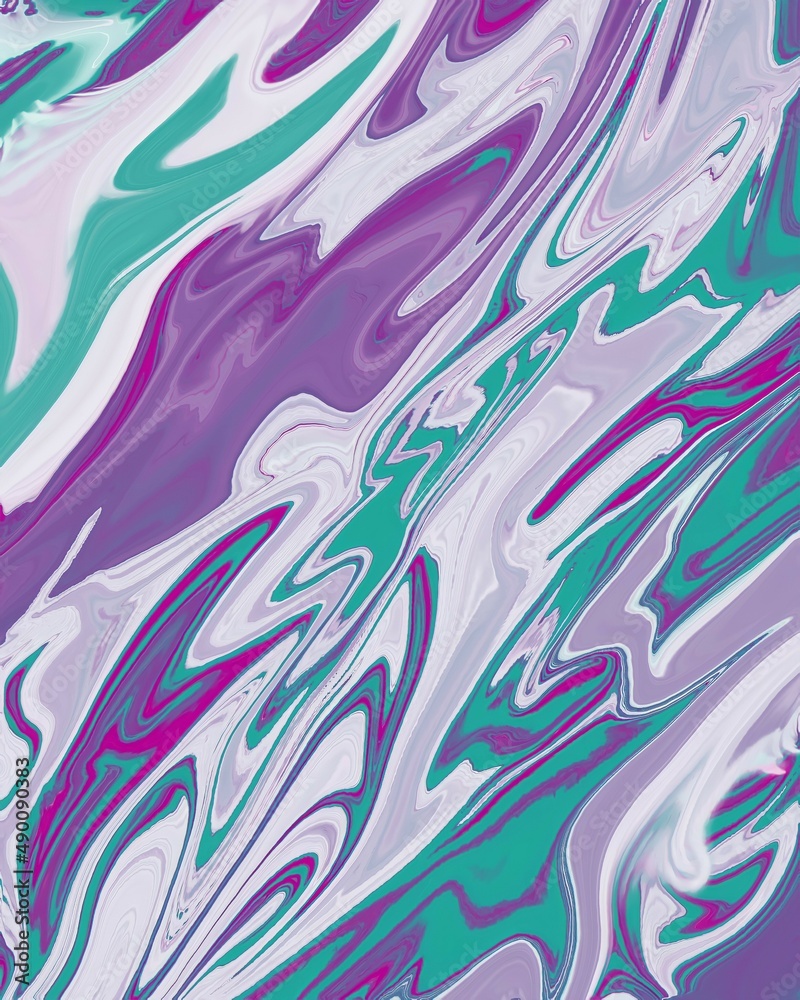 Abstract background mixed with purple, white and turquoise colors.  Liquid dynamic gradient wave.  You can use this background for presentations, banners, posters and invitations.