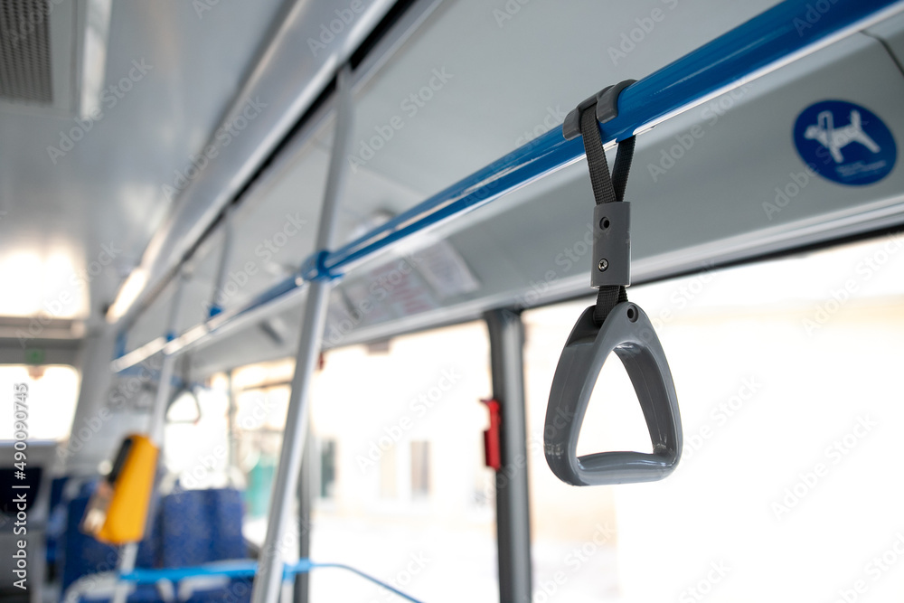 People Hand holding Handle on the train .Clipping path People Hand holding Handle on the train .Clipping path