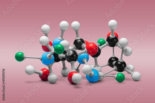 Photo of a molecular atom model on a desk