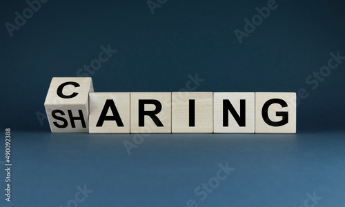 Caring and sharing. Cubes form the words Caring - sharing.