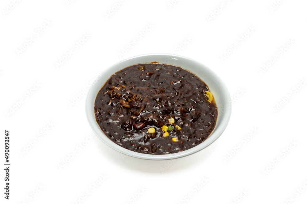 Jajangmyeon is noodles topped with a thick sauce made of chunjang, minced pork and vegetables. Jajangmyeon is noodles topped with a thick sauce made of chunjang, minced pork and vegetables.