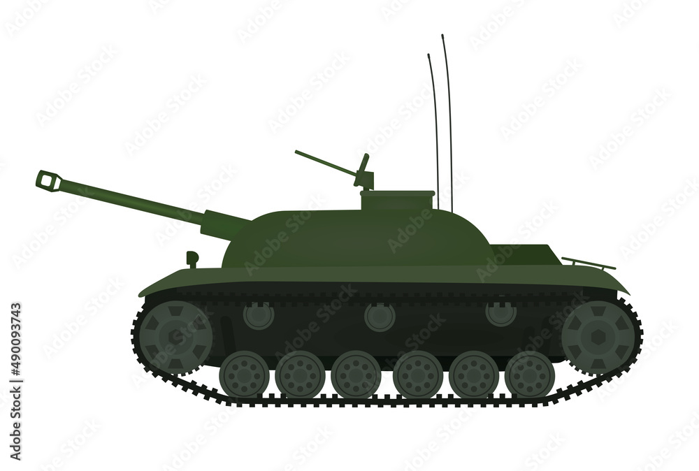 Green military tank. vector illustration