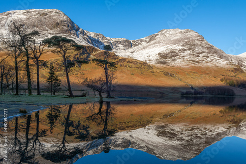 lake in the mountains inwinter photo