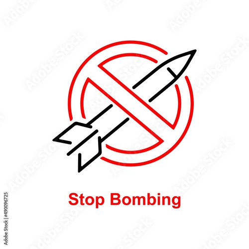 Stop bombing outline icon. Vector Stop Air Strikes concept anti war linear symbol