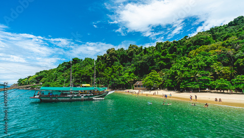 Boatcruise from Paraty to the beautiful islands and beaches around the coast.  Februari 11 2022, Paraty RJ Brazil. photo