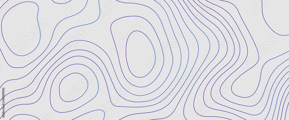 Abstract stylized topographic contour elevation in lines and contours, the concept map of a conditional geography scheme and the terrain path, vector illustration of topographic line contour map,	
