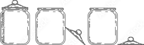 Photo hand drawn glass jar line art vector illustration