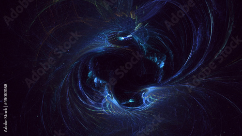 3D rendering abstract blue fractal light background